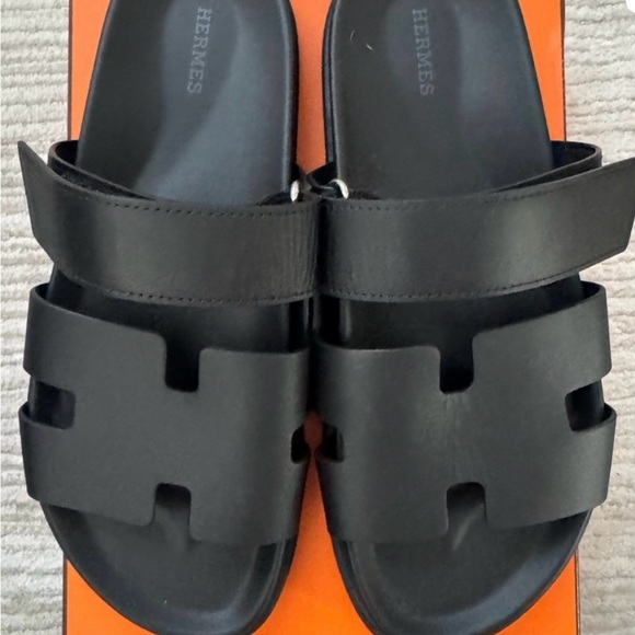 Hermes Black Chypre Sandals